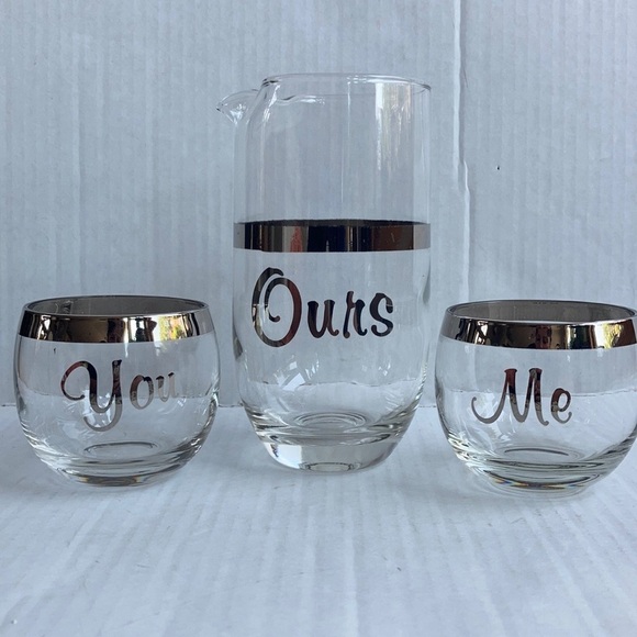 Dorothy Thorpe Other - Late 20th Century Dorothy Thorpe Style "Me You Ours" Cocktail Set- 3 Pieces